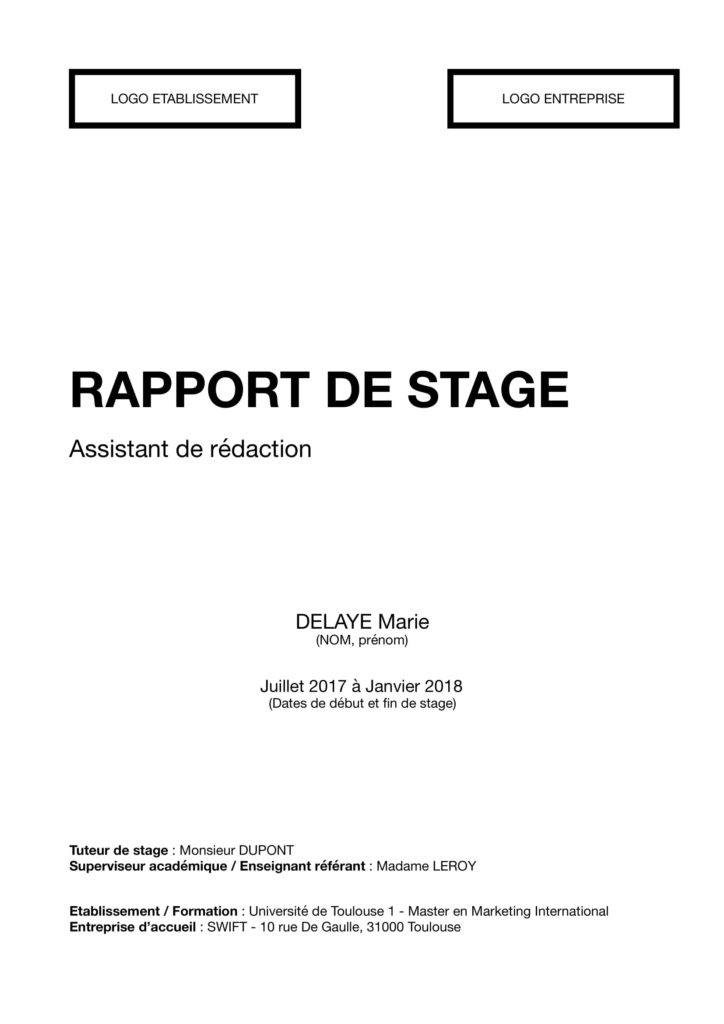 Docx Exemple De Page De Garde Pour Un Rapport De Stage Mapfrance My XXX Hot Girl